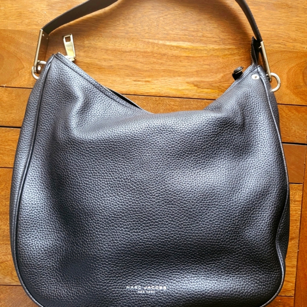 Classy Marc Jacobs Black Leather Satchel Bag (14" wide × 12" tall × 4.5" deep)